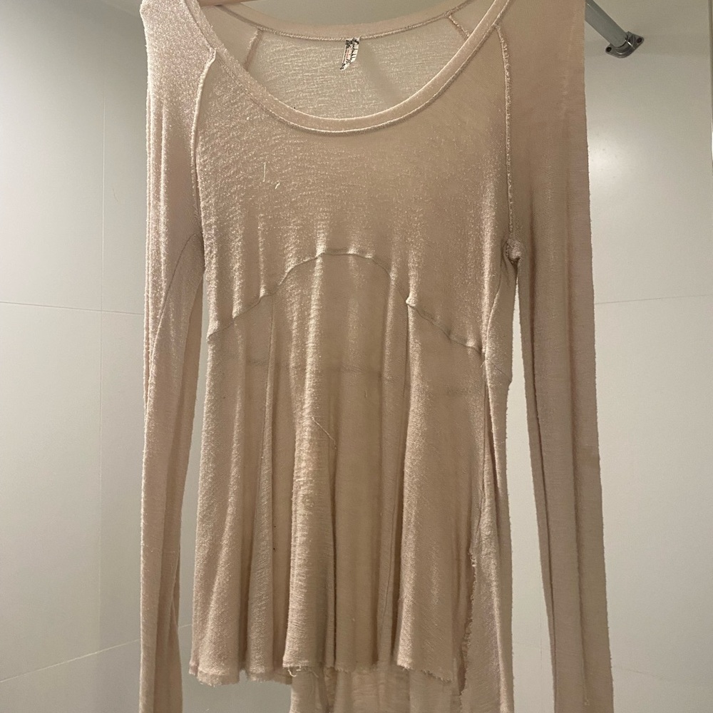 Free people cream/beige long sleeved top